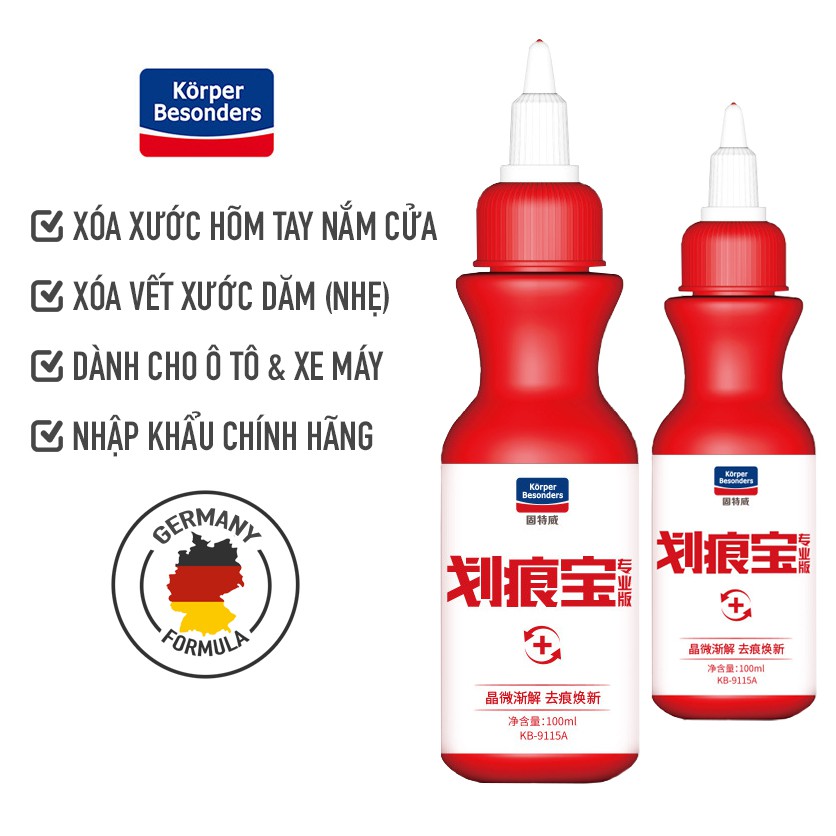 Kem xóa vết xước hõm tay nắm cửa ô tô, tẩy xóa vết xước xe máy cao cấp Korper Besonders 100ml KB9115A với công nghệ Đức