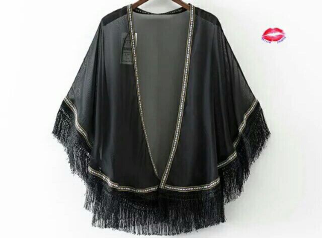 Combo 10 áo Kimono viền thổ cẩm (5 đen + 5 trắng)