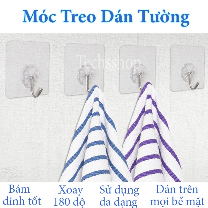 Combo 10 Móc Treo Đồ Dán Tường Bám Dính Tốt - Loại Trong Suốt Và Nhiều Màu