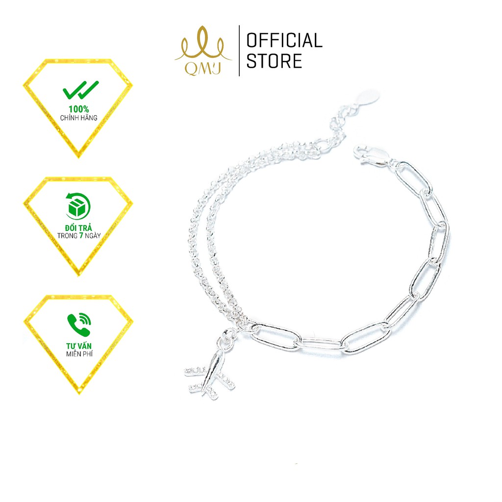 Lắc tay bạc QMJ Uyên ương mix charm máy bay xinh Q224
