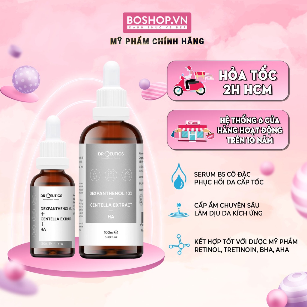 Tinh Chất B5 DrCeutics Dexpanthenol 10% + Centella Extract + HA 30ml - Serum Dưỡng Ẩm, Phục Hồi Da