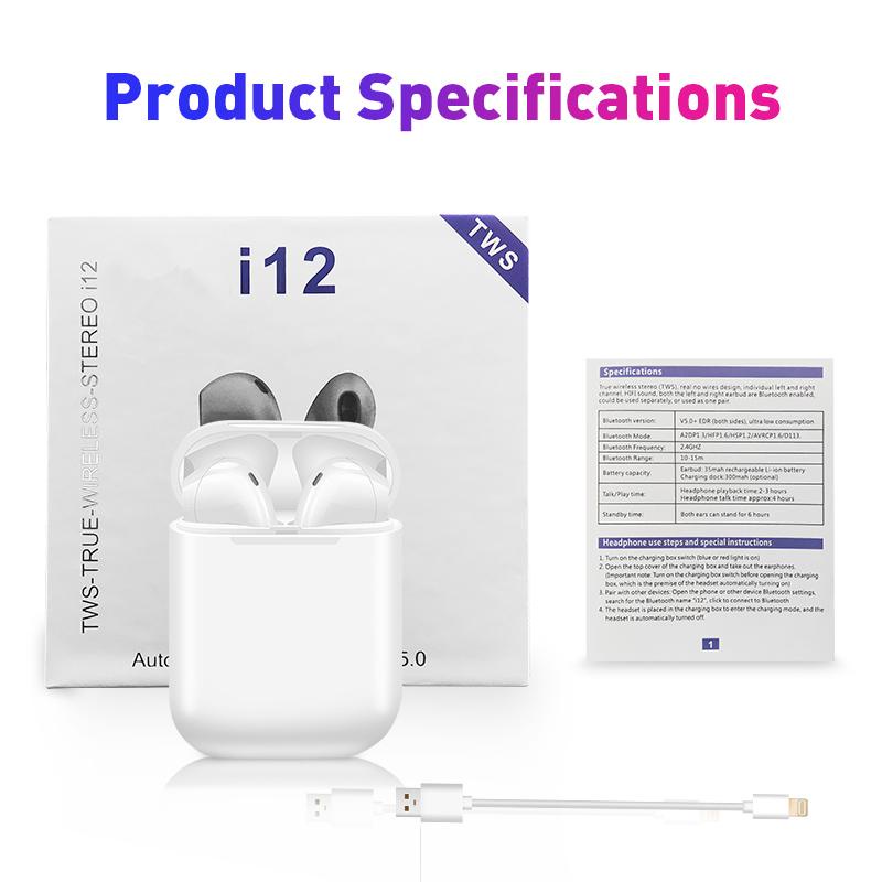 Tai nghe bluetooth REMAX TWS I12, âm thanh trầm ấm tai nghe không dây cho điện thoại, máy tính bảng, tai nghe chơi game