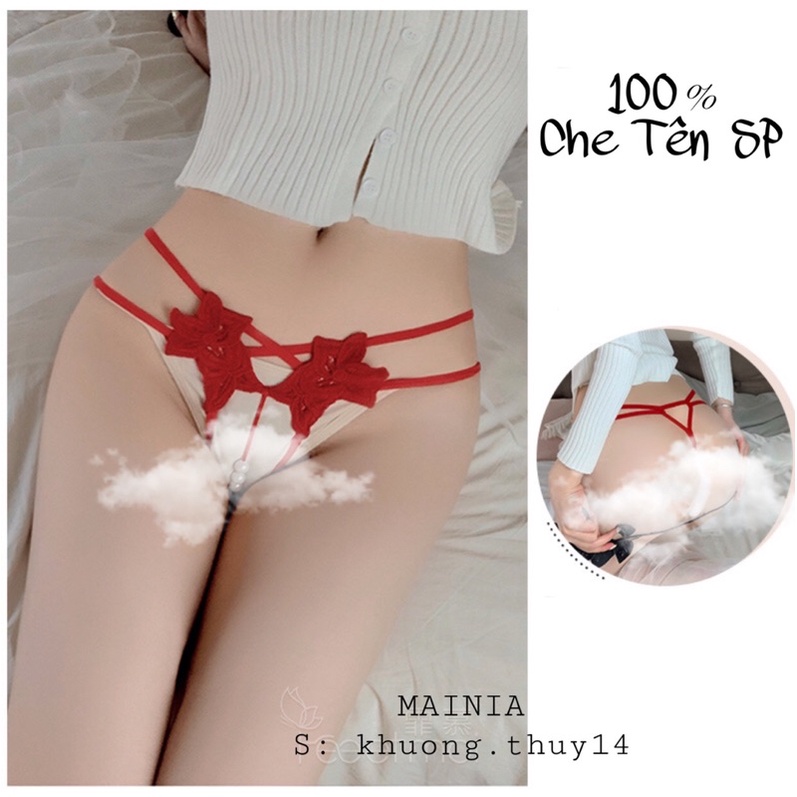 Quần Lót Lọt Khe Hở Đáy Ren Hoa Phối Ngọc Siêu Sexy Gợi Cảm Mainia Shop