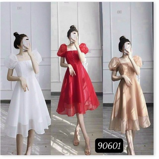 Đầm phối voan kiếng có nút sang trọng , tôn dáng cho các phu nhân NYNA FASHION