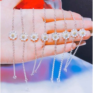 Lắc tay bạc nữ 1 bông hoa cúc