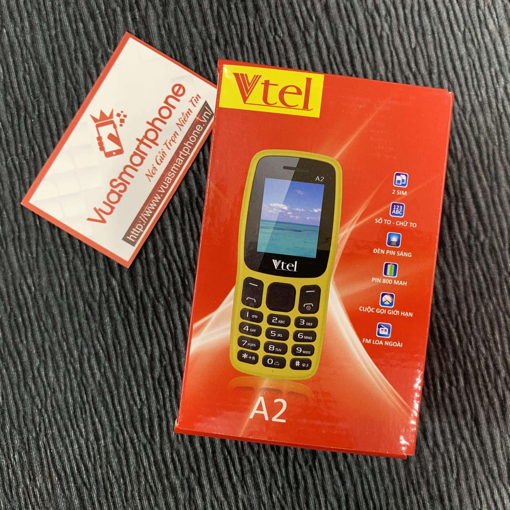 Điện Thoại Vtel A2 (2 Sim, 2 sóng) - Số To, Chữ To, Pin Bền, Thiết Kế Đẹp - Hàng Chính Hãng, Bảo Hành 12 Tháng