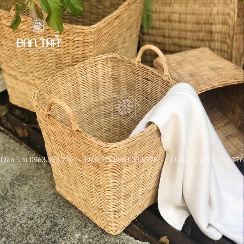 Sọt Mây Vuông Đan Cao, Sọt Mây Đựng Đồ Khách Sạn, Sọt Mây Vuông Cao Cấp Hàng Loại 1 Đan Kỹ, Nội Thất Mây Tre Đan