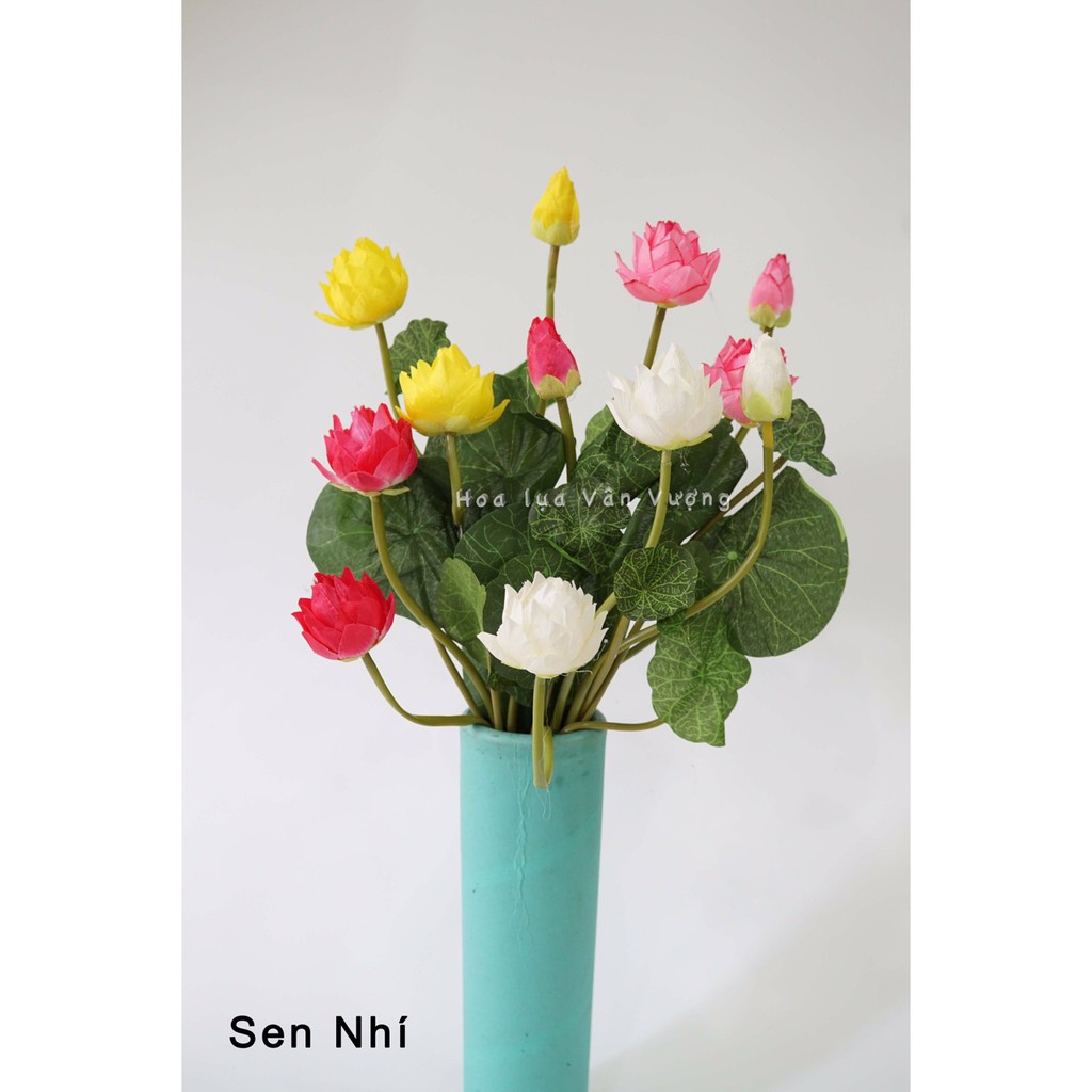 Hoa Sen Cạn Nhỏ dài 43cm - cành sen giả trang trí lọ hoa, mâm quả