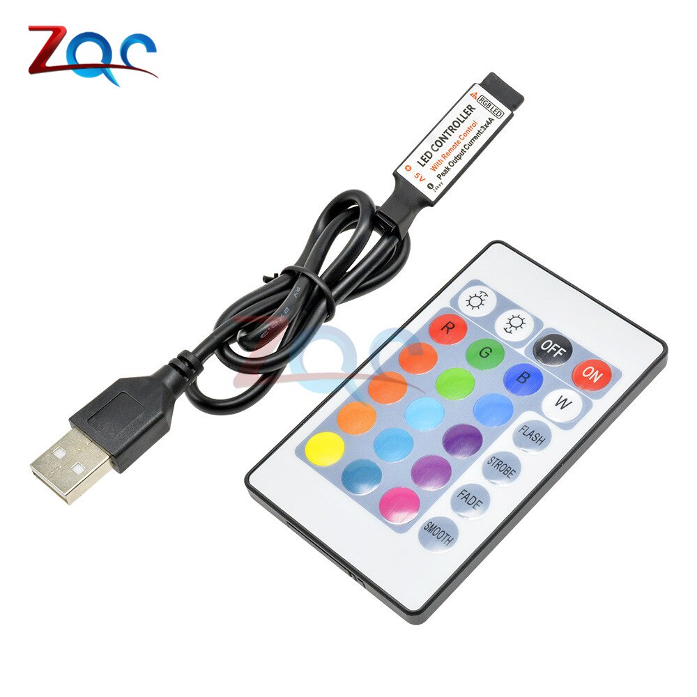 Bộ Điều Khiển Đèn LED Dây DC 5V 12V RGB USB IR RF 3 / 17 / 24 Phím Cho RGB SMD 3528 5050