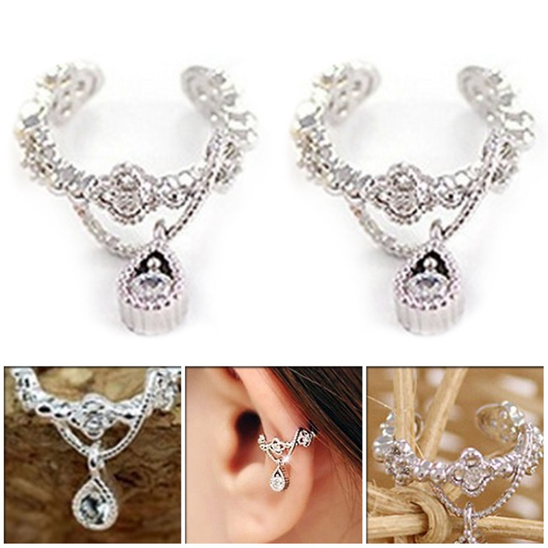 Khuyên Tai Hình Giọt Nước Đính Đá Zircon Sang Trọng
