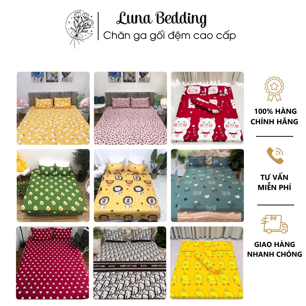 Set Ga gối Cotton Poly Luna Bedding 3 món (Bao gồm 01 ga trải giường + 02 vỏ gối) | BigBuy360 - bigbuy360.vn