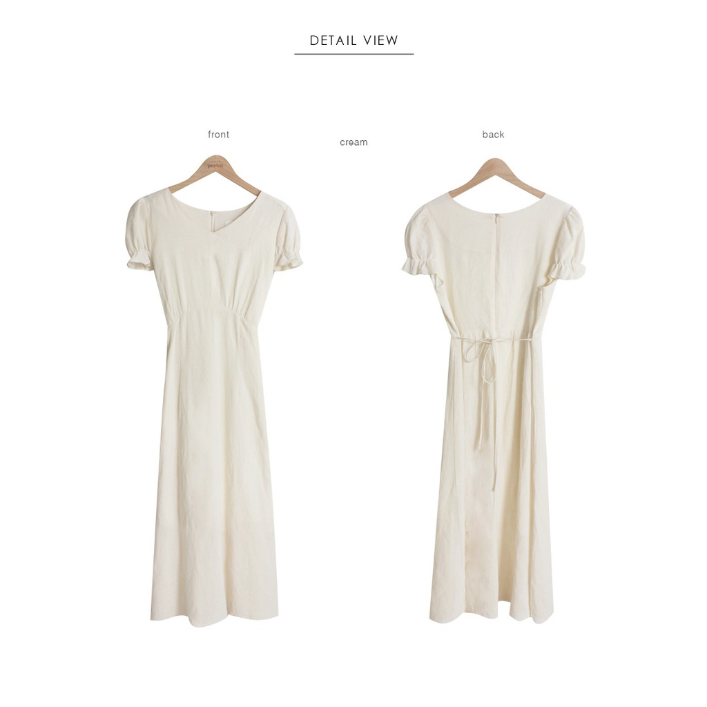 Đầm peppermint dài tay ngắn cổ chữ V chiết eo phong cách thời trang Hàn Quốc mới 44187