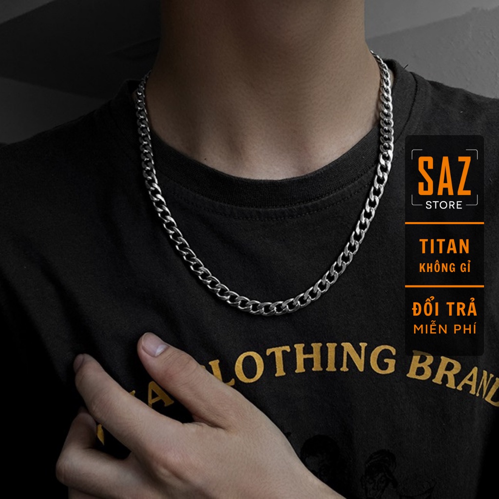 Dây chuyền dạng chuỗi xích dày bằng thép titan cá tính thời trang SAZ - Vòng cổ Chuỗi Trơn Bản Nhỏ