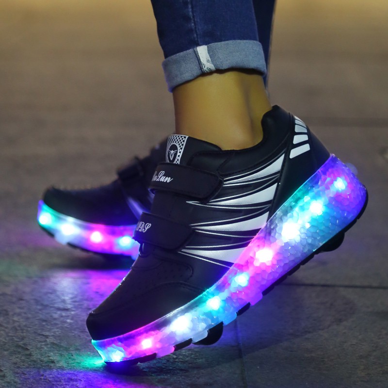 Giày trượt patin YOZOH 2 bánh xe có đèn led size 35-43