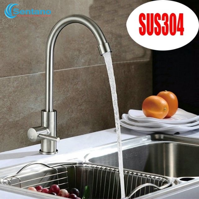 [NƯỚC MẠNH] Vòi rửa chén bát đơn - vòi chén đôi SENTANO mẫu VÒI LẠNH inox 304 xoay 360 tiện lợi