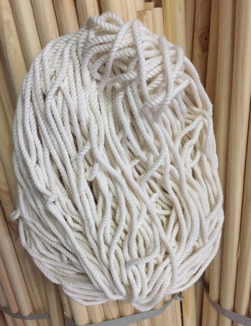 [TPHCM] 1kg Dây thừng cotton thắt macrame 3 xoắn kem sữa và vàng ngà (2mm, 3mm, 4mm, 5mm, 8mm, 10mm, 15mm)