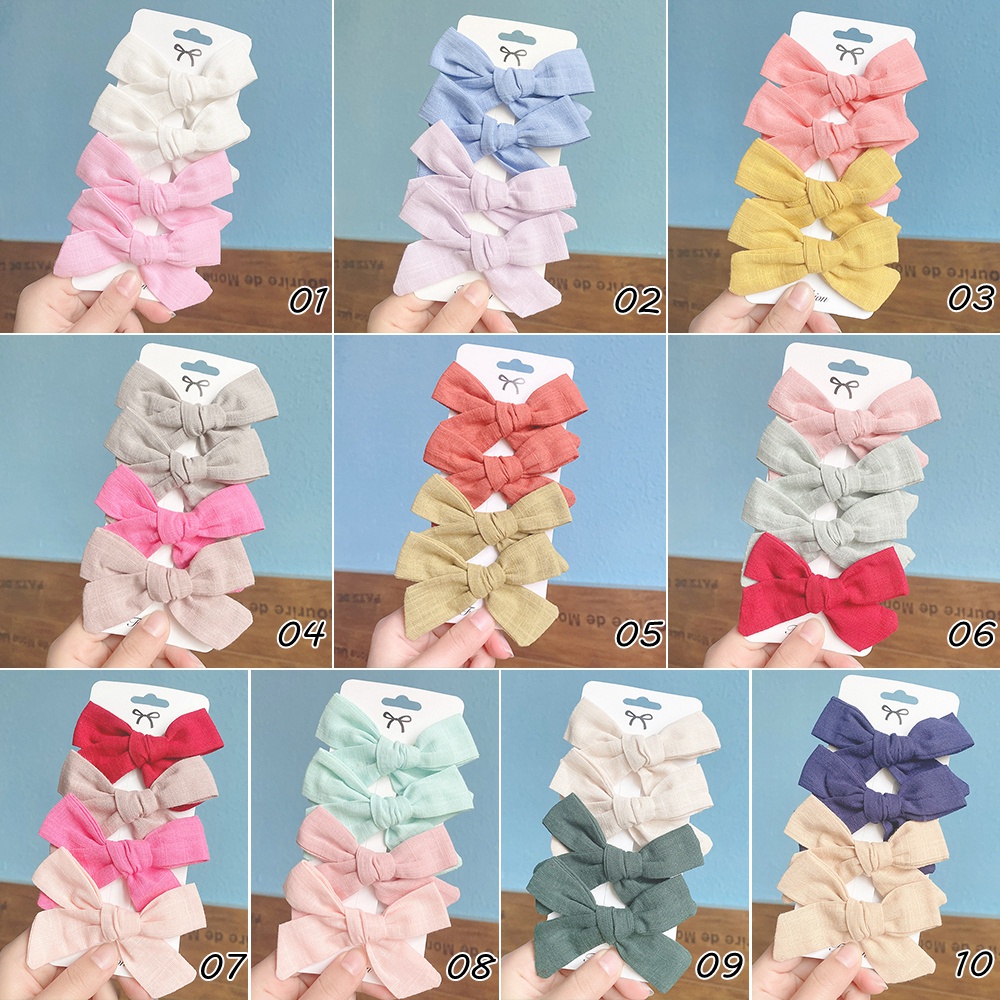Set 4 kẹp tóc nơ KIDSBOWS màu sắc tươi sáng thời trang xinh xắn cho bé gái