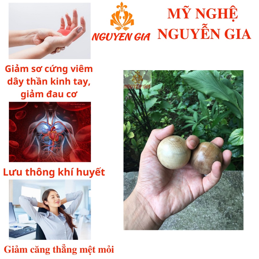 Combo 2 Bi lăn tay gỗ Bách thơm mát đường kính 50mm