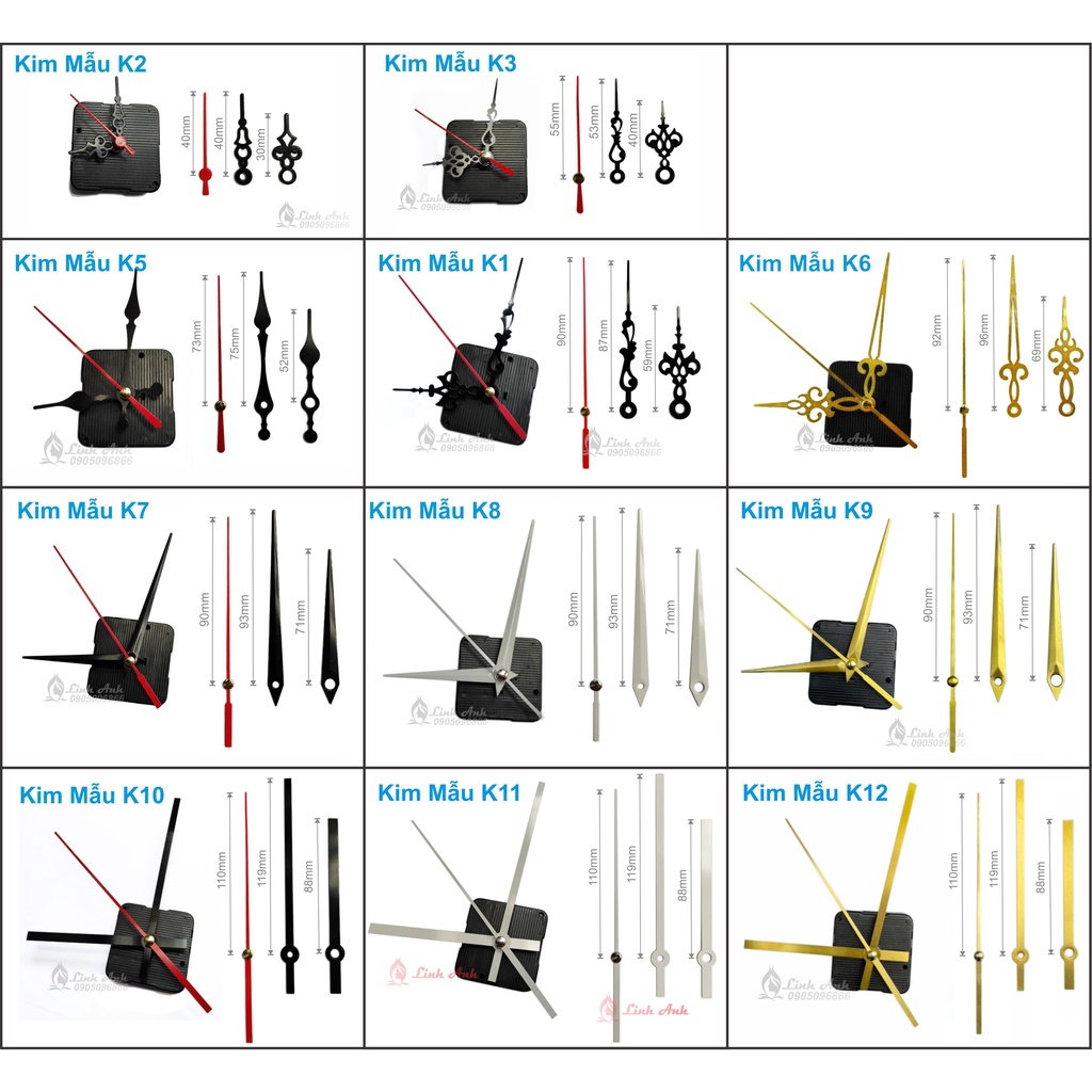 Máy đồng hồ treo tường trục dài (Kim trôi)