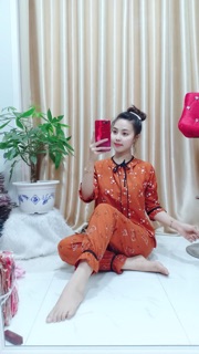 Đồ bộ mặc nhà vải kate lụa tay lở quần dài