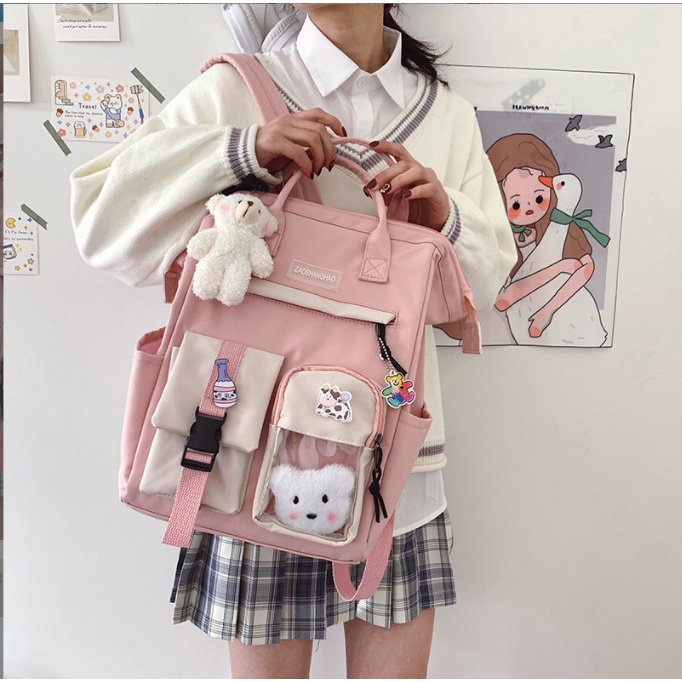 Balo ulzzang đi học nam nữ chống thấm dáng vuông siêu chất BAG U VUP24