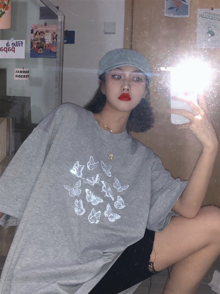 Áo phông tay lỡ unisex Butterfly 🔥TREND 2021🔥 Áo phông nữ form rộng đẹp màu đen xám Thời trang Ulzzang Quảng Châu | BigBuy360 - bigbuy360.vn