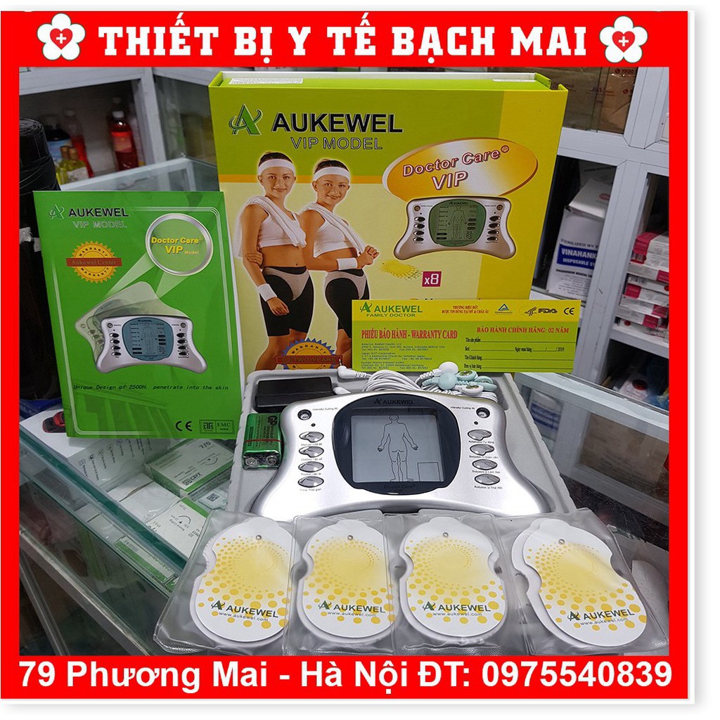 Máy Massage Xung Điện Trị Liệu 8 Miếng Dán AUKEWELL Doctor Care Vip [Bảo Hành 05 Năm]