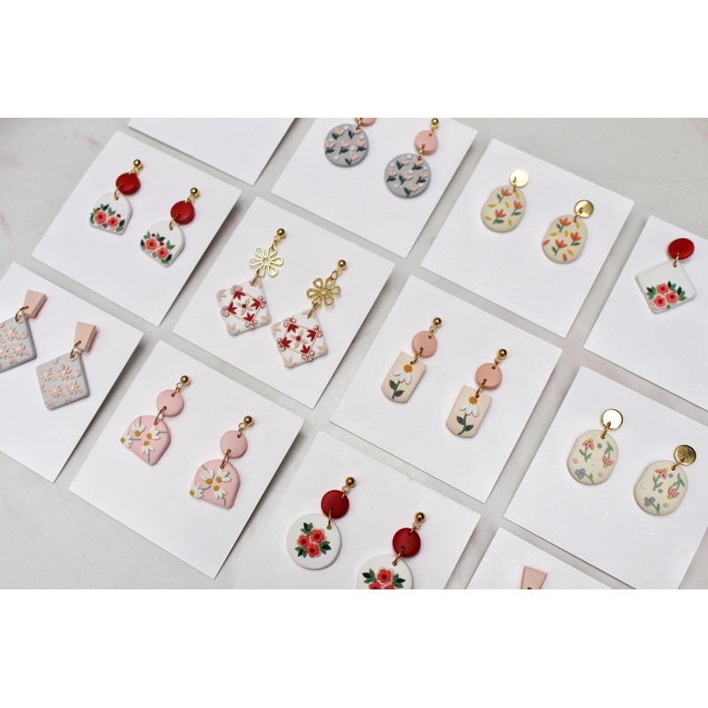 Khuyên tai SUMMERY hoạ tiết handmade nặn thủ công siêu nhẹ, chống thấm nước