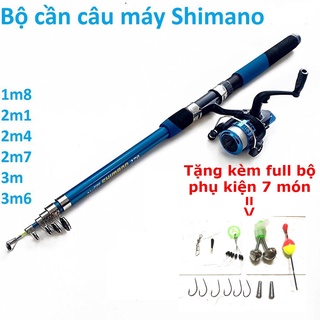 Bộ cần câu máy Shimano kèm phụ kiện. Bộ cần câu máy rút shimano, combo cần câu máy