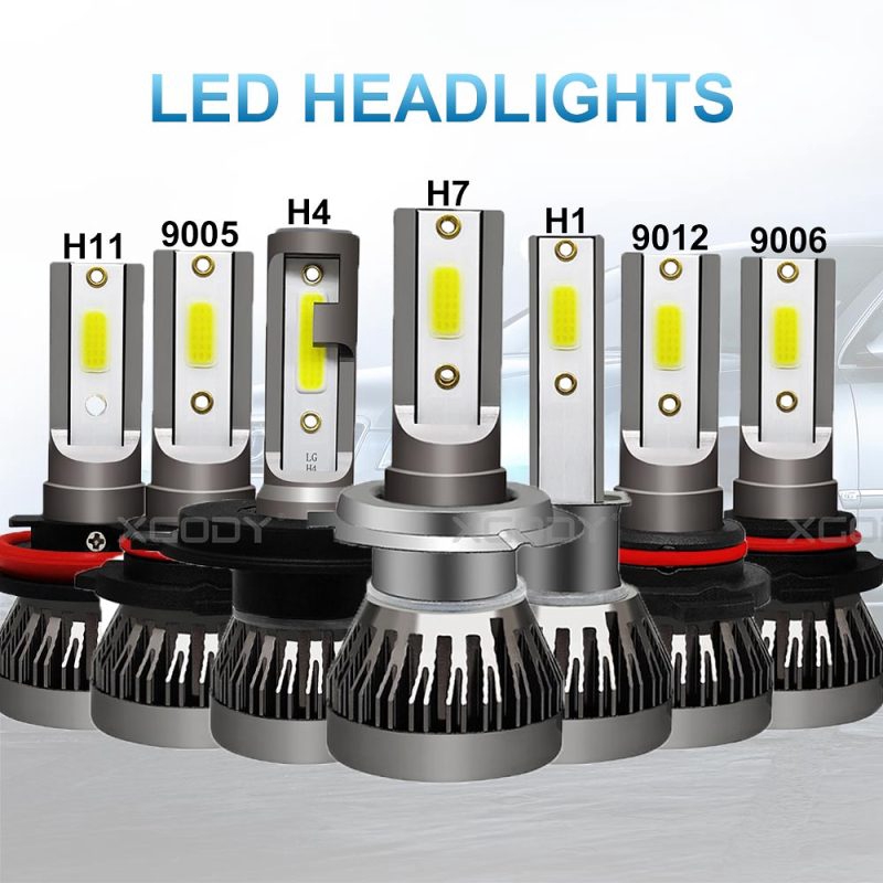 Set 2 bóng đèn LED  H4 H1 H7 H11 9012 72W 6000K 9000Lm cho xe hơi a pair