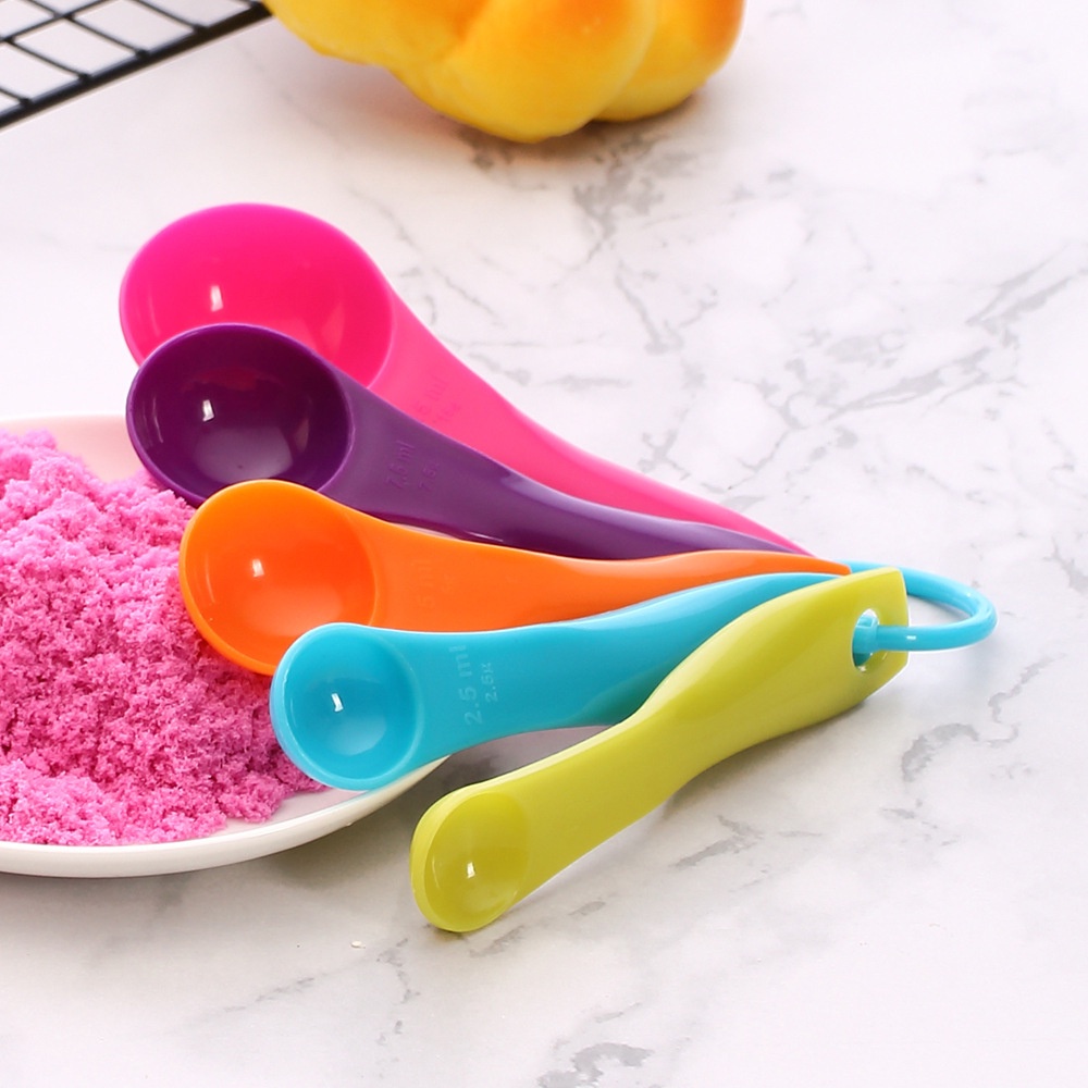 Bộ Thìa Đong, Muỗng Đong Nhà Bếp 5 Món (Set 5 Cái), Thìa Đo Lường, Định Lượng Bột, Sữa, Gia Vị Bằng Nhựa An Toàn