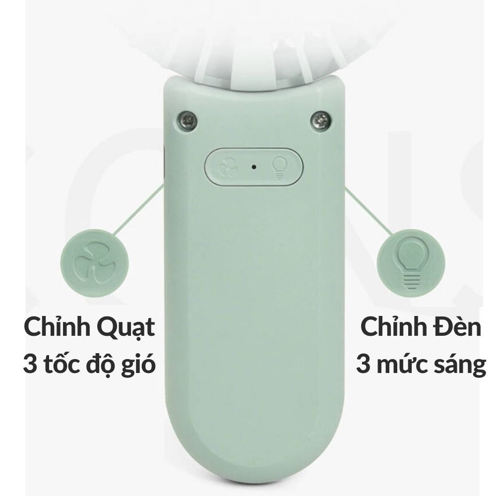 Quạt cầm tay mini ❤️Kẹp điện thoại và đèn Led❤️ Pin sạc tích điện 17004.17020 | BigBuy360 - bigbuy360.vn
