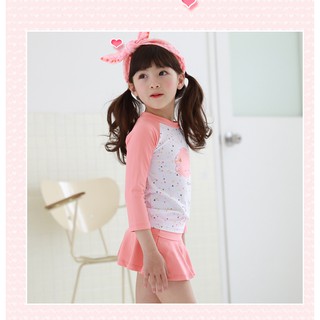 BỘ ĐỒ BƠI DÀI TAY CHỐNG NẮNG CHO BÉ GÁI