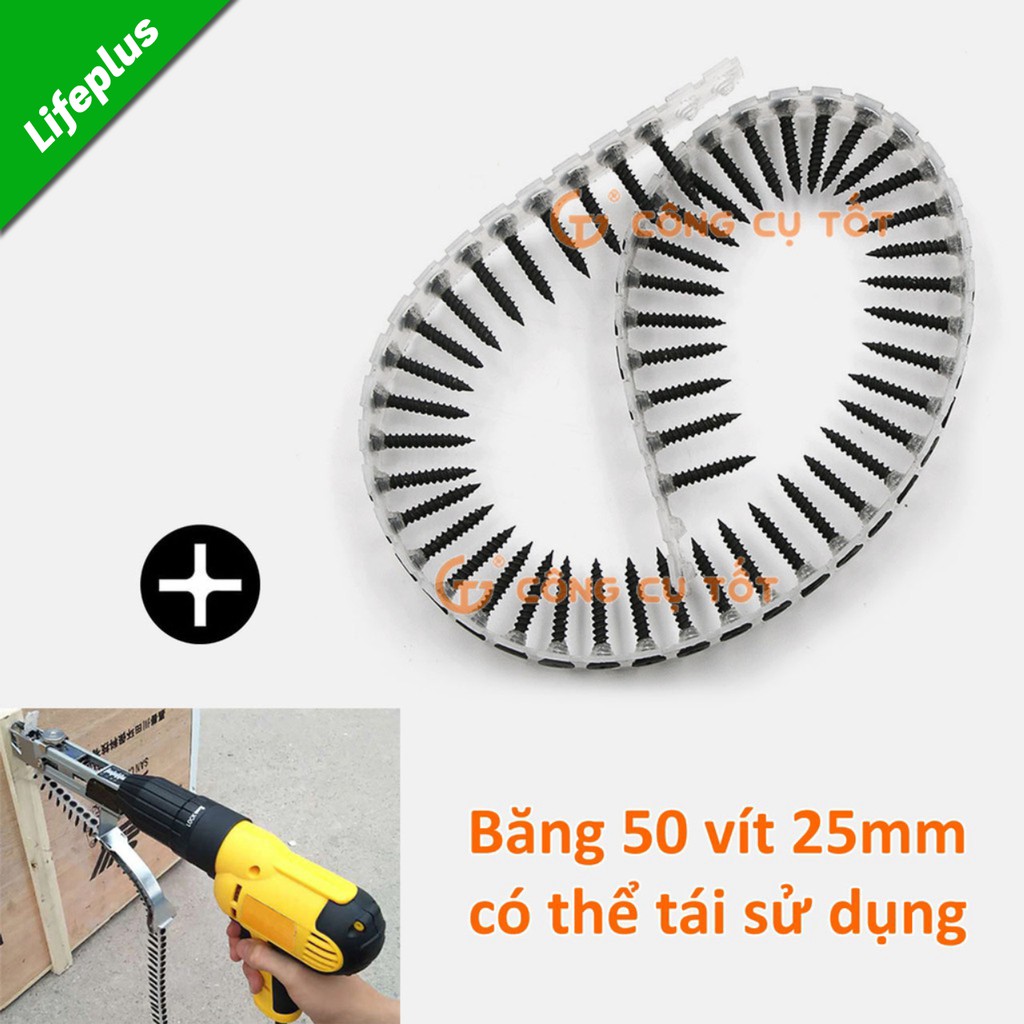 Băng vít 25mm có sẵn vít, có thể tái nạp vít cho máy bắt vít