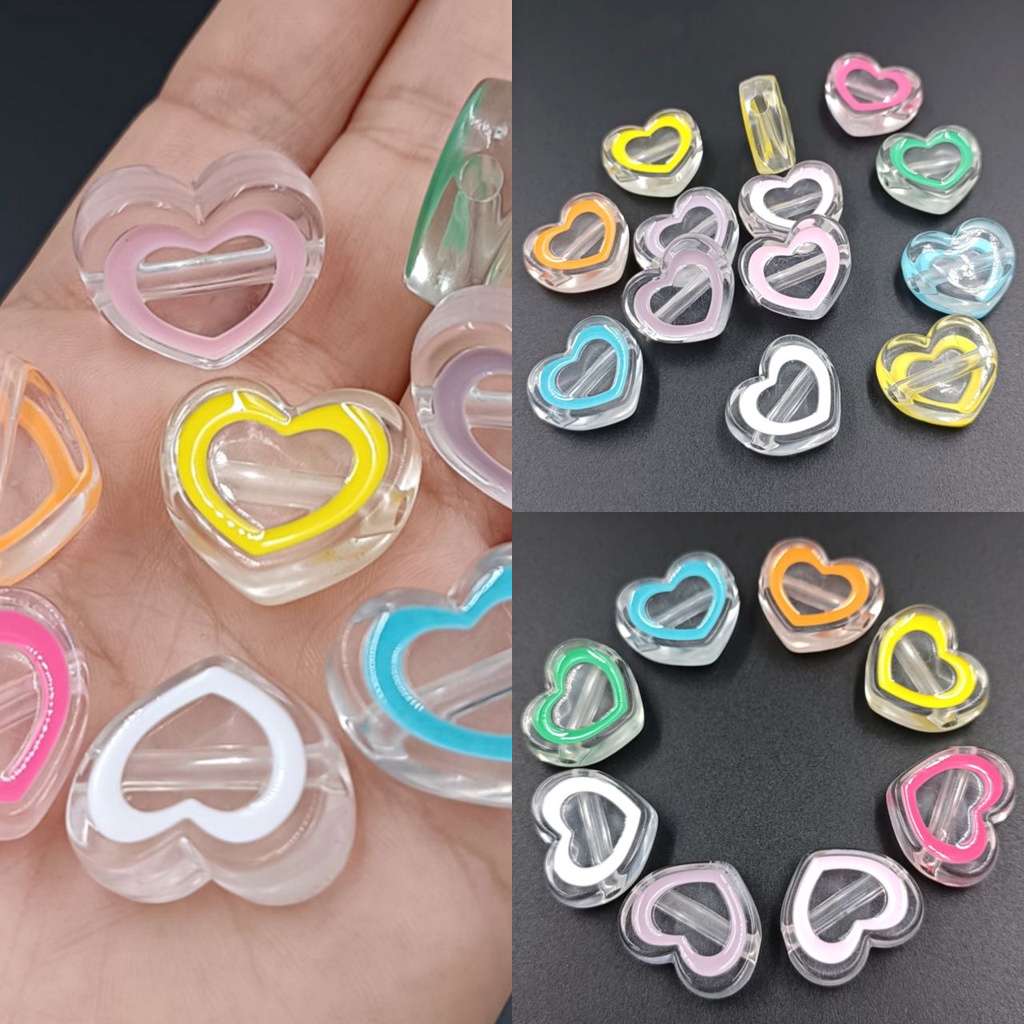 Set 4 Phụ Kiện Trang Trí Ốp Điện Thoại Trong Suốt Hình Trái Tim Bằng Acrylic DIY