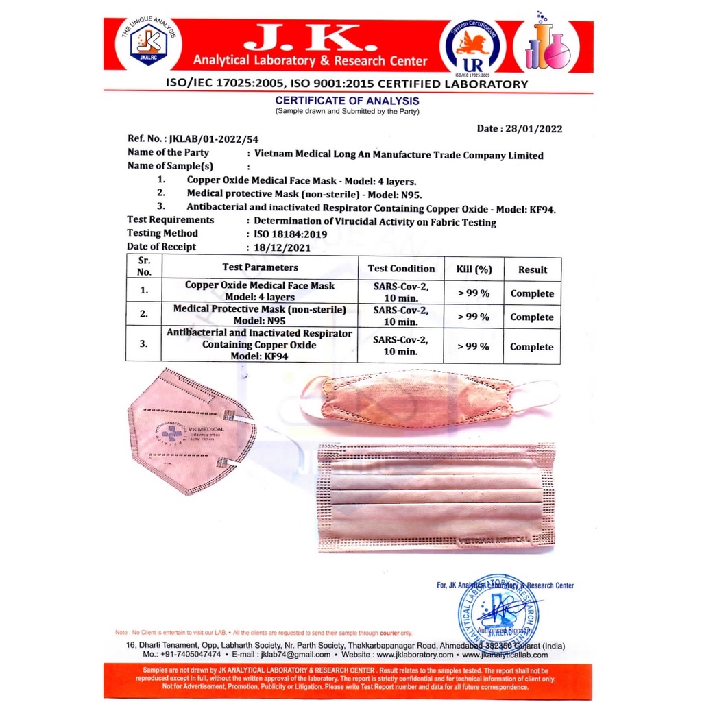 Khẩu Trang Cao Cấp KF94 Oxit Đồng VIETNAM MEDICAL - Tái Sử Dụng Không Cần Giặt - Diệt Virus Bám Trên Bề Mặt
