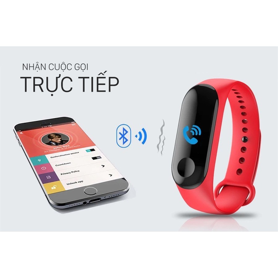 Vòng Đeo Tay Thông Minh M3 , Đo Nhịp Tim, Đo Huyết Áp, Theo Dõi Vận Động