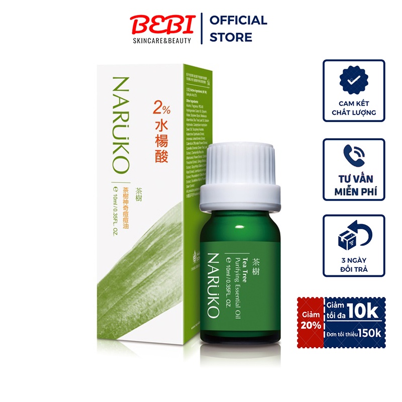 Tinh dầu NARUKO tràm trà ngăn ngừa và giảm mụn Tea Tree Purifying Essential Oil 10ml (Bản Đài)