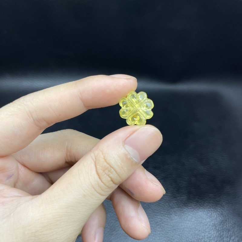 Cỏ 4 lá hổphách - dùng mix vòng tay, tết dây, vòng đá, dây cáp ☯ Hợp Ngũ Mệnh ☯ Hộ Thân, Bình An, Tài Lộc, May Mắn