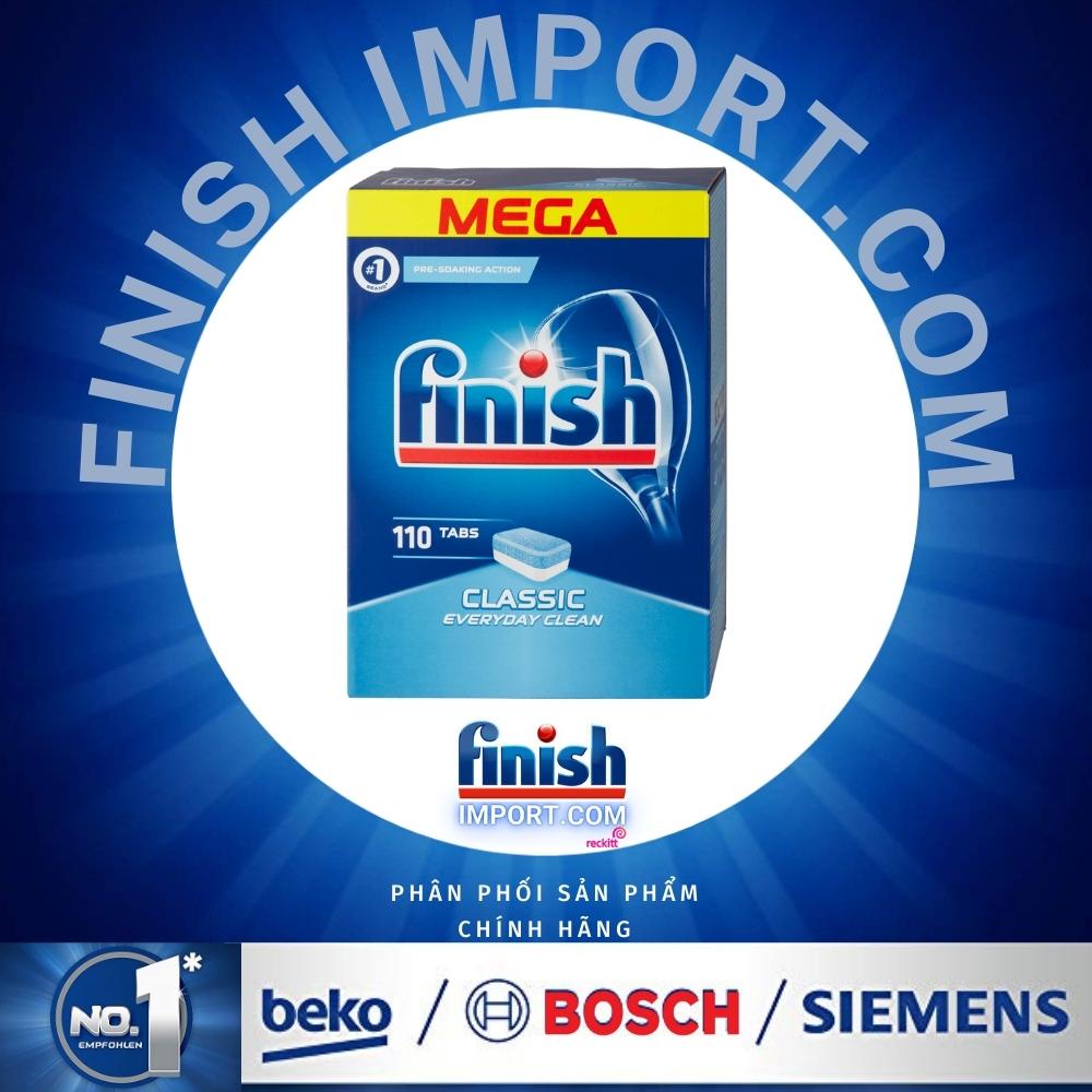 Hộp 110 viên rửa chén Finish Classic MEGA - (HÀNG MỚI VỀ) - (2x Dành cho máy rửa chén 9-10-12-13 bộ).