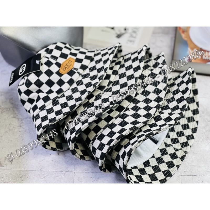 Mũ tai bèo nam nữ phối sọc caro mạc da gx đơn giản,mũ bucket tai bèo sọc caro cá tính thời trang hot