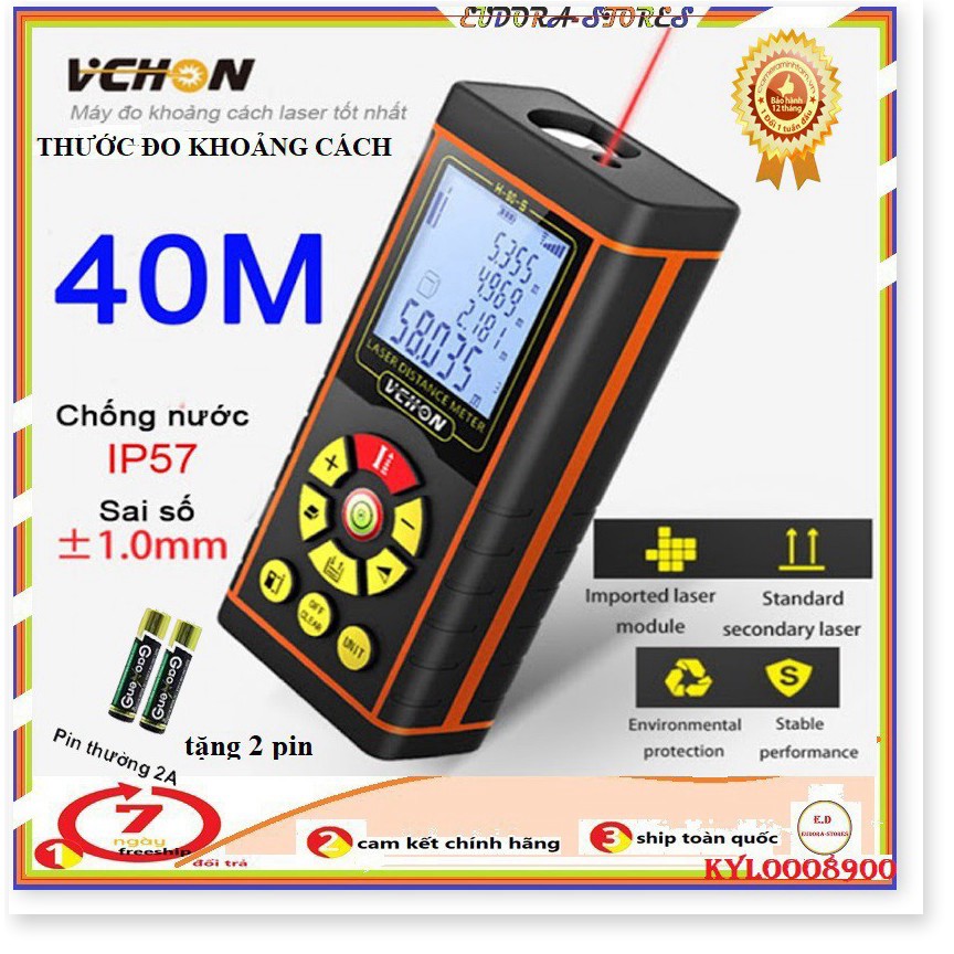 Thước Do Laze 40m, máy đo khoảng cách bằng tia Laser Vchon H40 chính hãng thế hệ mới