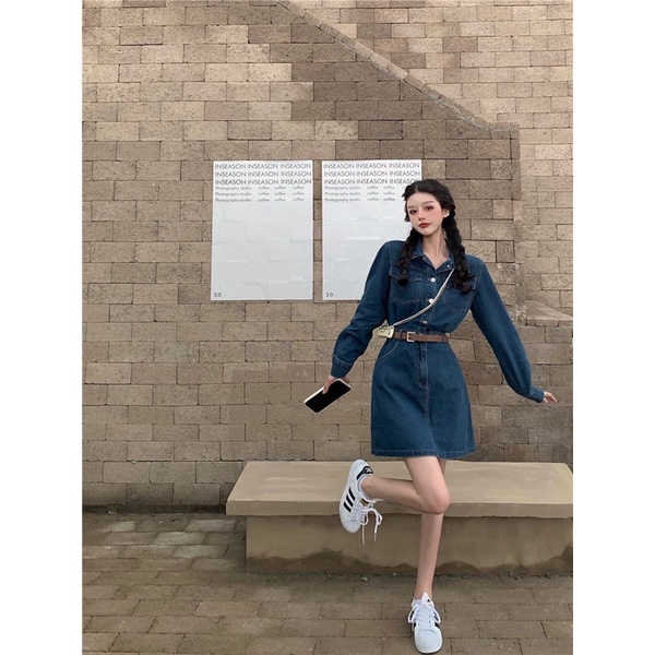 ĐẦM DENIM KÈM ĐAI XINH XẮN