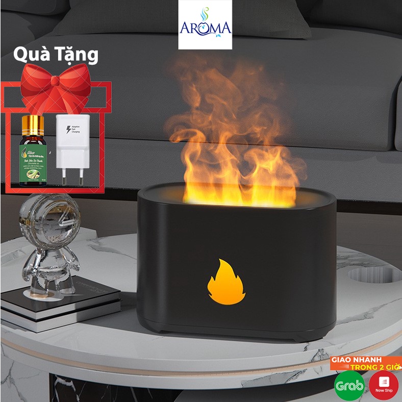 Máy xông tinh dầu ngọn lửa 3D Aroma, Phun Sương khuếch tán tinh dầu, trang trí decor phòng, Tự tắt khi hết nước