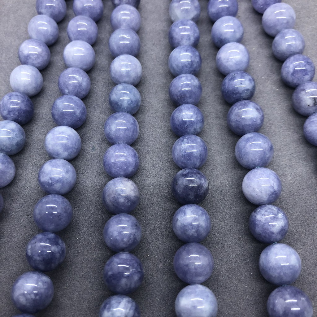 Chuỗi Hạt Đá Chalcedony Tím Tự Nhiên 4-14mm Dùng Làm Đồ Trang Sức Thủ Công