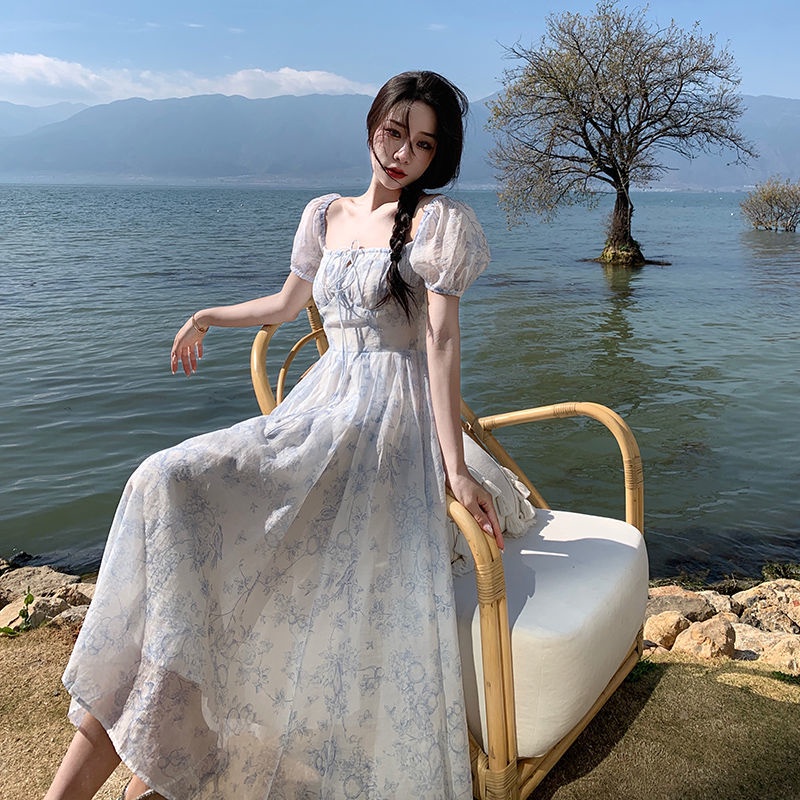 Đầm ngắn tay in hoa ngọt ngào thời trang cao cấp