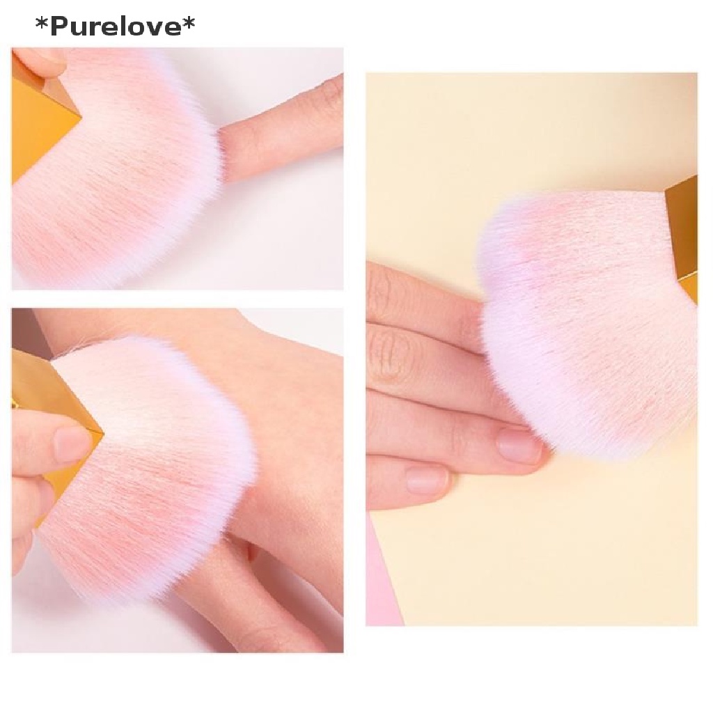 [[Purelove]] Nail Cleaning Dust Brush Square Gold Metal Handle Nail Art Care Manicure Pedicur [Hot Sell]