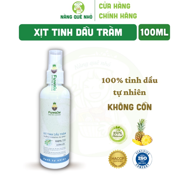 Xịt Khử Khuẩn Tinh Dầu Tràm FUWA 3e Hữu  Cơ Khử Mùi Kháng Khuẩn Xịt Tay Khẩu Trang Không Cồn Không Khô Tay Chai 100ml