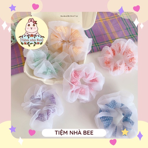 [Phụ Kiện Tiệm nhà Bee] Dây Buộc Tóc Scrunchies 2 lớp Nữ Tính Thời Trang Phong Cách Hàn Quốc Ngọt Ngào Dễ Thương