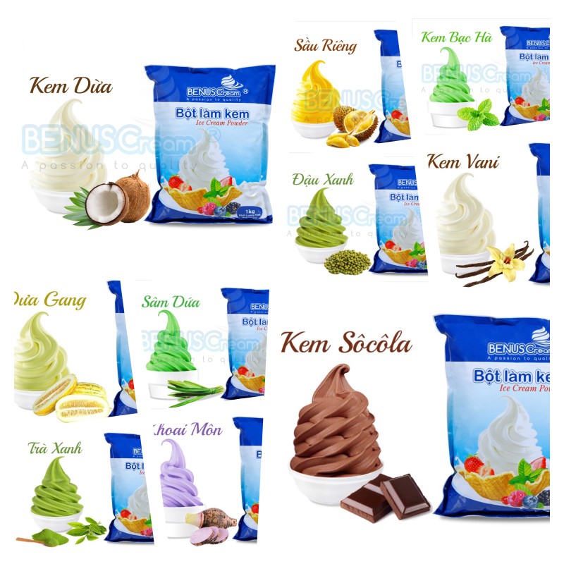 Bột Làm Kem Tươi Cao Cấp Hương Vị Việt Quất Benus